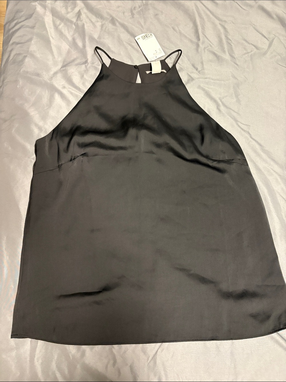 H&M Black Satin Halter Neck Cami Top